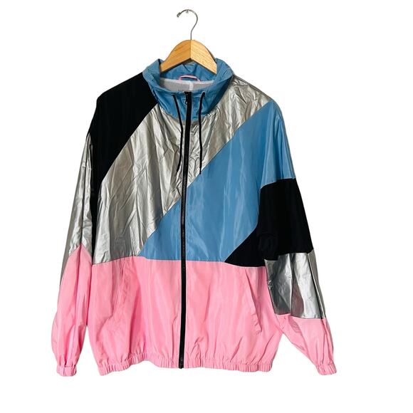 ASOS Color Block Full Zip Bomber Wind Breaker Jacket Size 10 - Picture 8 of 8